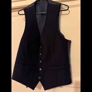 Vintage Formal Navy Blue Wool Dress Vest | 5 button | 2 pocket | Medium (40R)